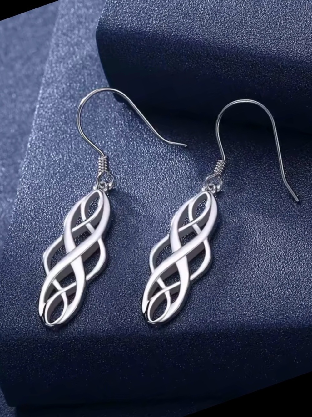 925 Sterling Silver Celtic Twist Dangle Earrings 1.5” drop